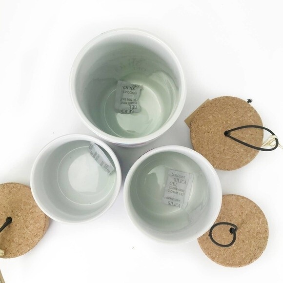 Mimi Premium Collection Ceramic Canister Set w/ Cork Lids Floral Pink Blue NEW! - Picture 4 of 10